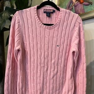 Pink Vineyard Vines Shep & Ian Cable knit long sleeve sweater , L